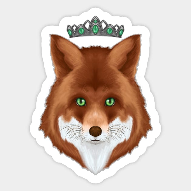 crowned fox Sticker by JadedWolvesArt